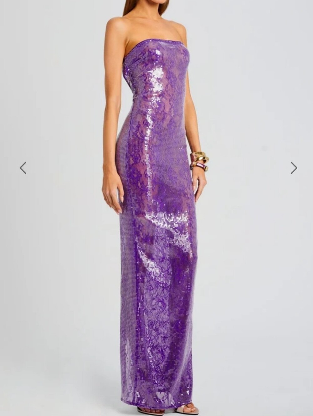 Retrofete Lucia Purple Sequin Slip Strapless